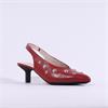 Wonders Round Stud Slingback Heel - Red Leather